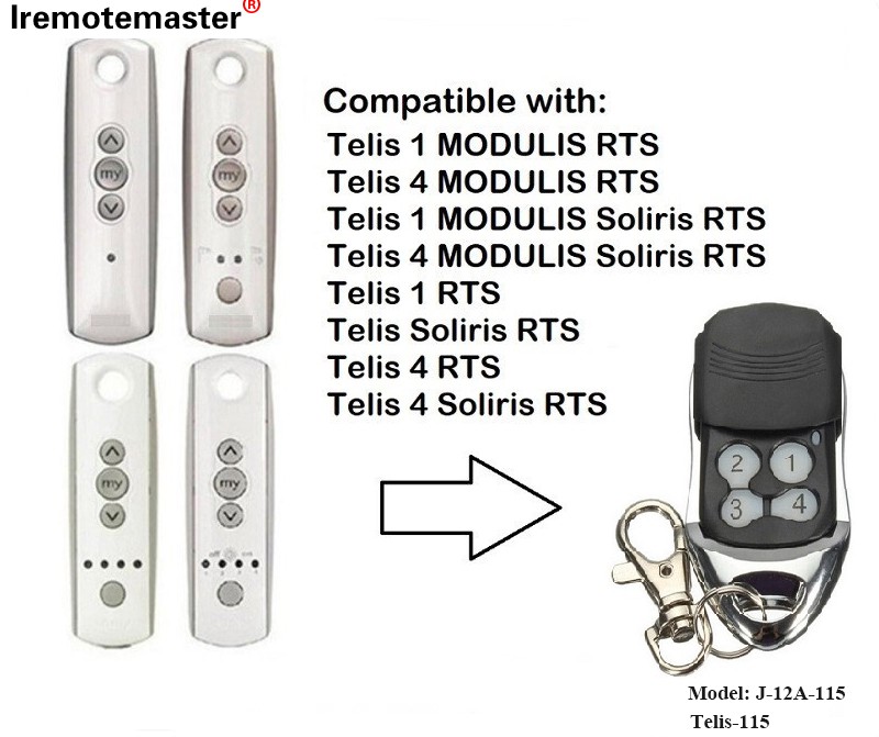 Telis 1 RTS jaoks Telis Soliris RTS 4 RTS Garaažiukse kaugjuhtimispult 433.42MHz